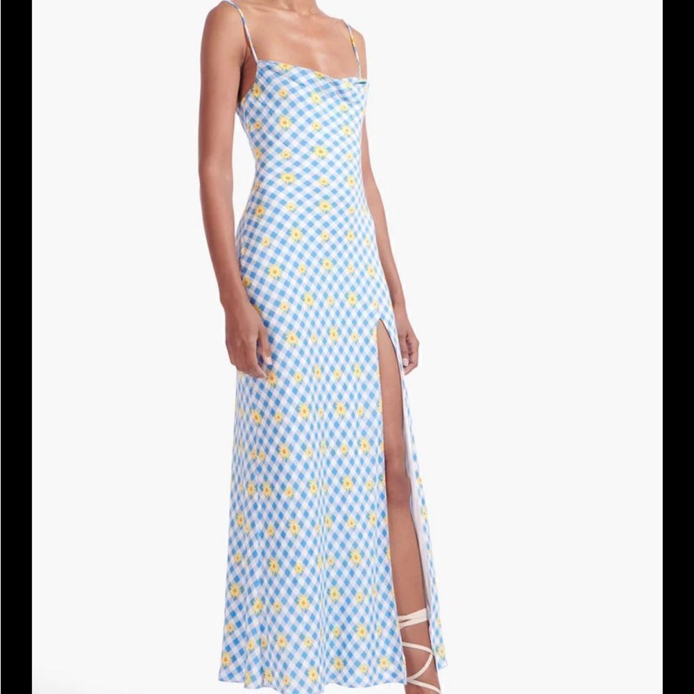 Staud Bellamy Dress in Gingham Daisy Plaid size small NWT